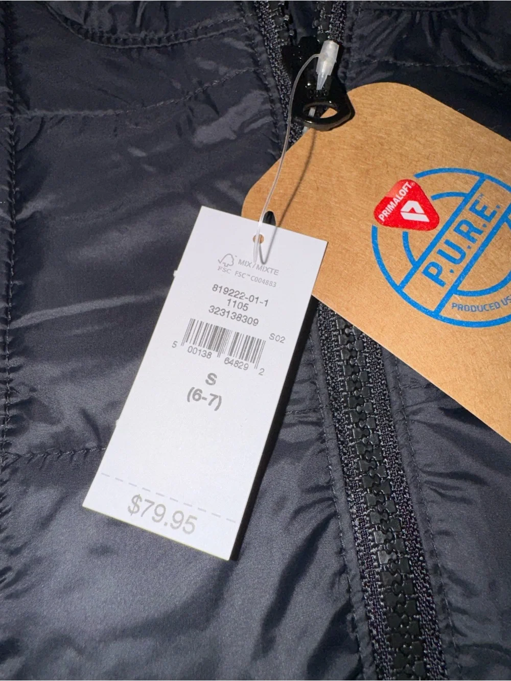 GAP Kids Black Lightweight Puffer Jacket Size S 6-7